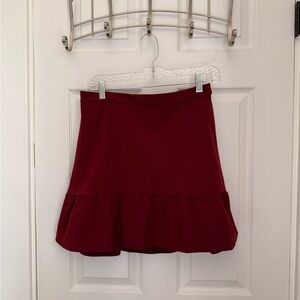 J. Crew Factory Red Ruffled Skater Mini Skirt